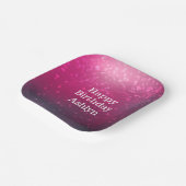 Burgundy Pink Bokeh Hearts Birthday Pappteller (Gewinkelt)