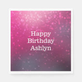 Burgundy Pink Bokeh Hearts Birthday Serviette (Vorderseite)