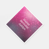 Burgundy Pink Bokeh Hearts Birthday Serviette (Ecke)