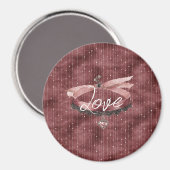 Burgundy Pink Bow Heart Necklace Magnet (Vorderseite/Rückseite)