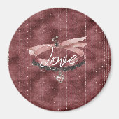 Burgundy Pink Bow Heart Necklace Magnet (Vorne)