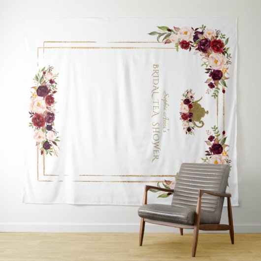 Burgundy Pink Brautparty Tea Foto Prop Wandteppich (Beispiel (Horizontal))