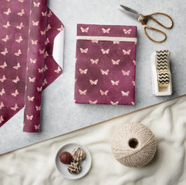 Burgundy Pink Butterfells Geschenkpapier