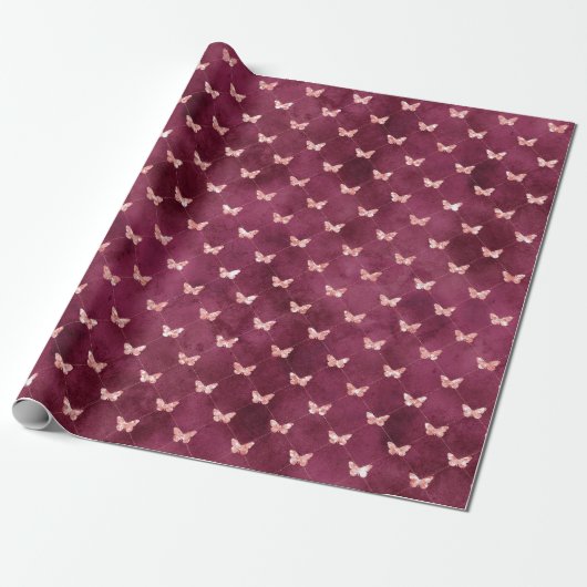 Burgundy Pink Butterfells Geschenkpapier (Ungerollt)