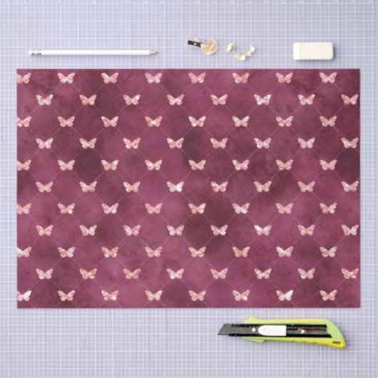 Burgundy Pink Butterfells Seidenpapier (Handwerk)