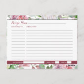 Burgundy Pink Country Rose Blumenrezeptur Karte (Rückseite)