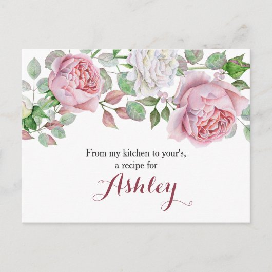 Burgundy Pink Country Rose Blumenrezeptur Karte (Vorderseite)