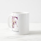 Burgundy Pink Cream Floral Letter F Monogram Kaffeetasse (Vorderseite Links)