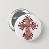 Burgundy Pink Cross Vintag Art Round Button! Button (Vorne & Hinten)