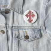 Burgundy Pink Cross Vintag Art Round Button! Button (Beispiel)