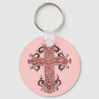 Burgundy Pink Cross Vintag Art Schlüsselkette! Schlüsselanhänger