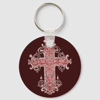 Burgundy Pink Cross Vintag Art Schlüsselkette! Schlüsselanhänger
