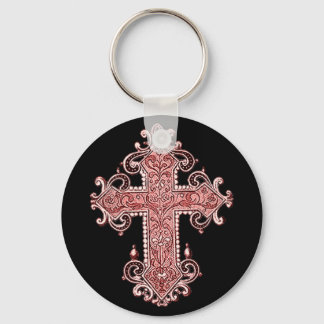 Burgundy Pink Cross Vintag Art Schlüsselkette! Schlüsselanhänger