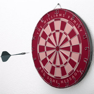 Burgundy Pink Custom Family Name & Message Classic Dartscheibe
