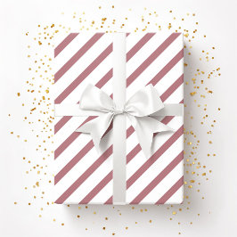 Burgundy Pink Dusty Rose White Stripes Muster Geschenkpapier