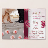Burgundy Pink Elegant Wedding Folienkarte (Innenseite)
