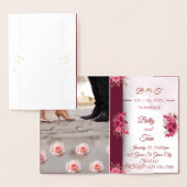 Burgundy Pink Elegant Wedding Folienkarte (Anzeige)