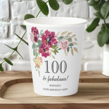 Burgundy Pink Floral 100. Geburtstag