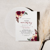 Burgundy Pink Floral 50. Hochzeitstag Einladung