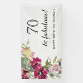 Burgundy Pink Floral 70. Geburtstag Banner (Vertikal)