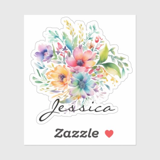 Burgundy Pink Floral Bouquet Persönlicher Name Aufkleber (Blatt)