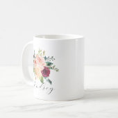 Burgundy Pink Floral Bouquet Script Name Kaffeetasse (Vorderseite Links)