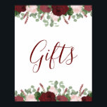 Burgundy Pink Floral Brautparty Geschenke Untersch Poster<br><div class="desc">Das Design ist hübsch gestrichen, Aquarellblüten in tiefroter Bordeaux und Rosatönen, die mit grünen Blätter geschmückt sind. Klicken Sie auf die Schaltfläche Anpassen, um den Text zu verändern oder die Grafik zu verschieben! Variationen dieses Designs sowie der Koordinationsprodukte sind in unserem Shop, zazzle.com/store/doodlelulu, erhältlich. Kontaktieren Sie uns, wenn Sie dieses...</div>