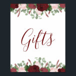 Burgundy Pink Floral Brautparty Geschenke Untersch Poster<br><div class="desc">Das Design ist hübsch gestrichen, Aquarellblüten in tiefroter Bordeaux und Rosatönen, die mit grünen Blätter geschmückt sind. Klicken Sie auf die Schaltfläche Anpassen, um den Text zu verändern oder die Grafik zu verschieben! Variationen dieses Designs sowie der Koordinationsprodukte sind in unserem Shop, zazzle.com/store/doodlelulu, erhältlich. Kontaktieren Sie uns, wenn Sie dieses...</div>