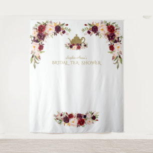 Burgundy Pink Floral Brautparty Tee Foto Stand Wandteppich