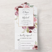 Burgundy Pink Floral Elegant Modernes Hochzeitssze All In One Einladung (Innen Boden)