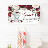 Burgundy Pink Floral Elephant Babydusche Hintergru Banner (Insitu)