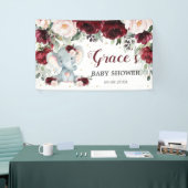 Burgundy Pink Floral Elephant Babydusche Hintergru Banner (Messeveranstaltung)