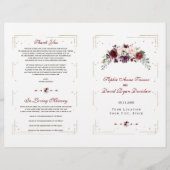 Burgundy Pink Floral Gold Glitzer Wedding Program (Vorderseite)