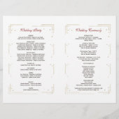 Burgundy Pink Floral Gold Glitzer Wedding Program (Rückseite)