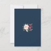 Burgundy Pink Floral Gold Navy Blue Wedding RSVP Karte (Rückseite)