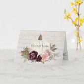 Burgundy Pink Floral Gold White Pumpkin Vielen Dan Karte (Gelbe Blume)