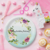 Burgundy Pink Floral Mint Ombre Wasserfarbe Pappteller (Party)