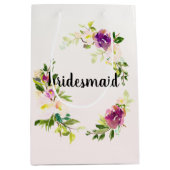 Burgundy Pink Floral Mittlere Geschenktüte (Vorderseite)