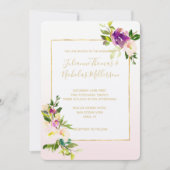 Burgundy Pink Floral Ombre Wedding Einladung (Vorderseite)