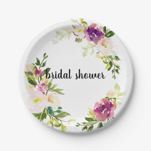 Burgundy Pink Floral Pappteller (Vorderseite)