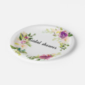 Burgundy Pink Floral Pappteller (Schrägansicht)