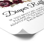 Burgundy Pink Floral Pumpkin Diaper Raffle Sign Poster (Ecke)