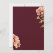 Burgundy & Pink Floral Save the Date Card (Rückseite)