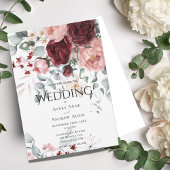 Burgundy Pink Floral Wedding Einladung