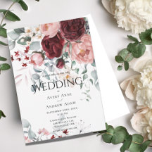 Burgundy Pink Floral Wedding