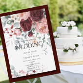Burgundy Pink Floral Wedding Einladung