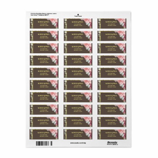 Burgundy Pink Floral Wedding Rücksendeadresse (Vorne)