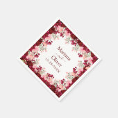 Burgundy Pink Floral Wedding Serviette (Ecke)