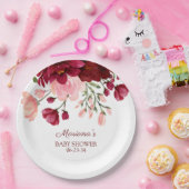 Burgundy Pink Girl Babyduschpapier Pappteller (Party)