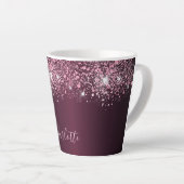 Burgundy Pink Glitzer Namenskript Milchtasse (Rechte Ecke)